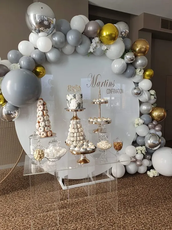Round Backdrop With Balloon Garland for Circle Balloon Backdrop