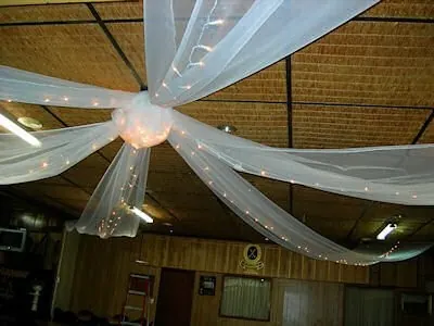 Tulle and Lights Ceiling Draping. for Tulle and Lights Ceiling Draping.