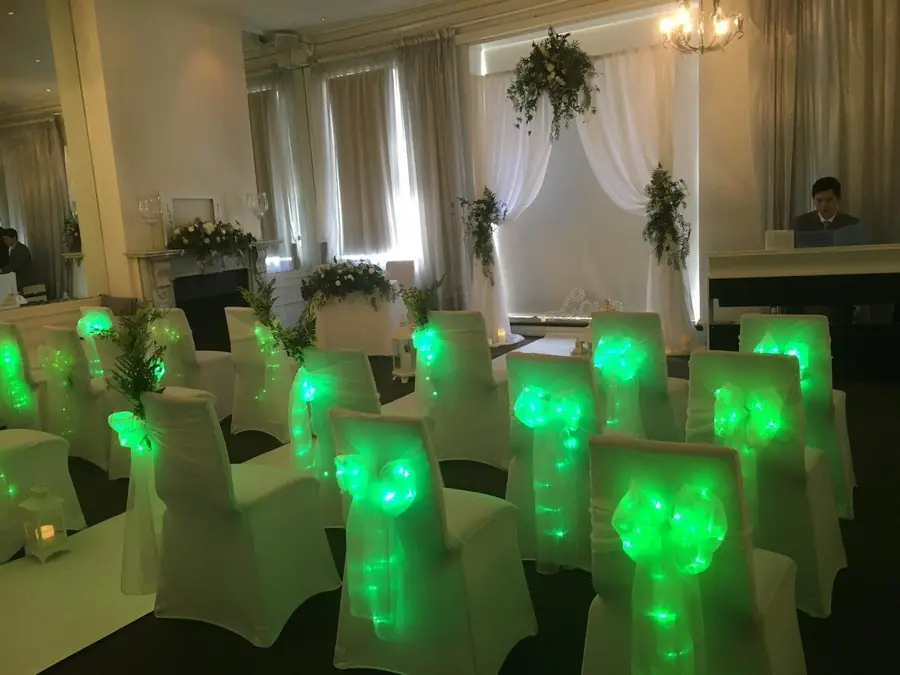 Green Lit Event Room