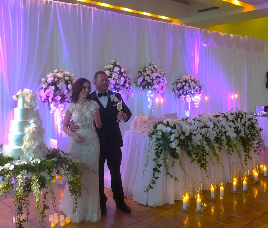 Couple at styled bridal table
