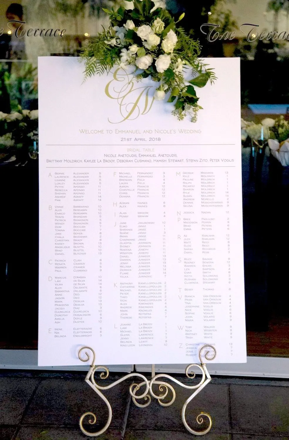 Monogrammed Guest Board for Elegant Seating Plan