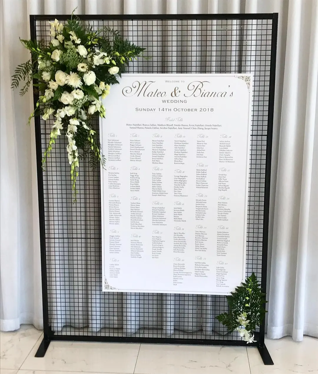 Guest Table Plan for Large seating plan