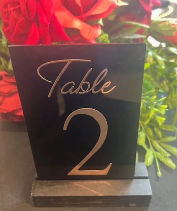 Black acrylic stand with rose gold decal numbers for Black acrylic stand with rose gold decal numbers