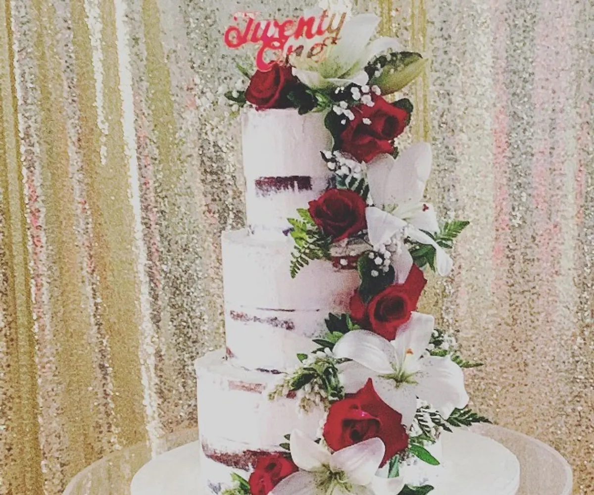 Red and white cake