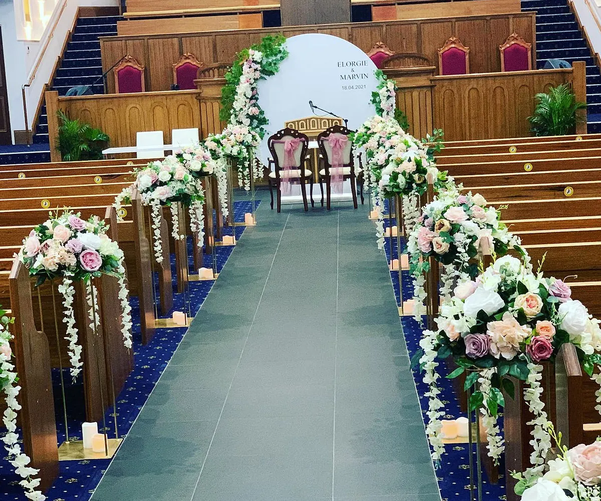 floral wedding aisle Long aisle decorated