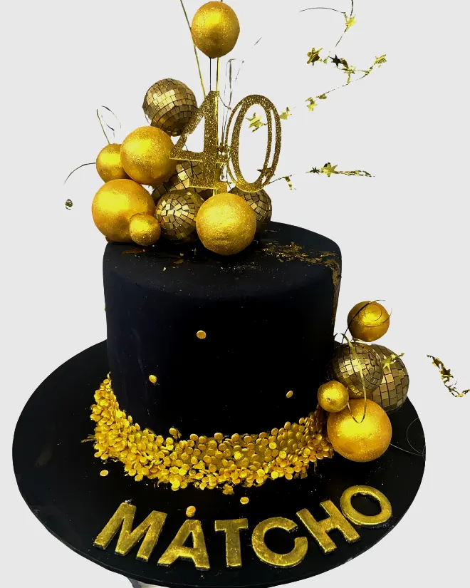 40th Birthday Cake for Black and gold birthday cake