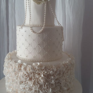 Frills and pearls Christening cake cake