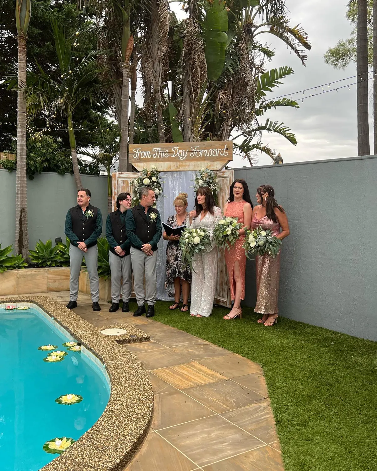 Rustic Ceremony Set Up for Timber door arch
