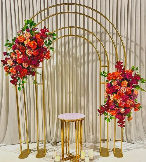 Pink And Orange Backdrop for Gold arch backdrop