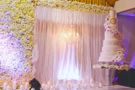 Chandeliers And Flower Wall for Flower wall and chandeliers