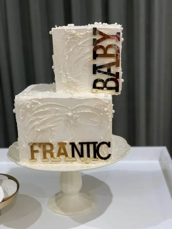 Baby Shower Gold And White for Square baby shower cake