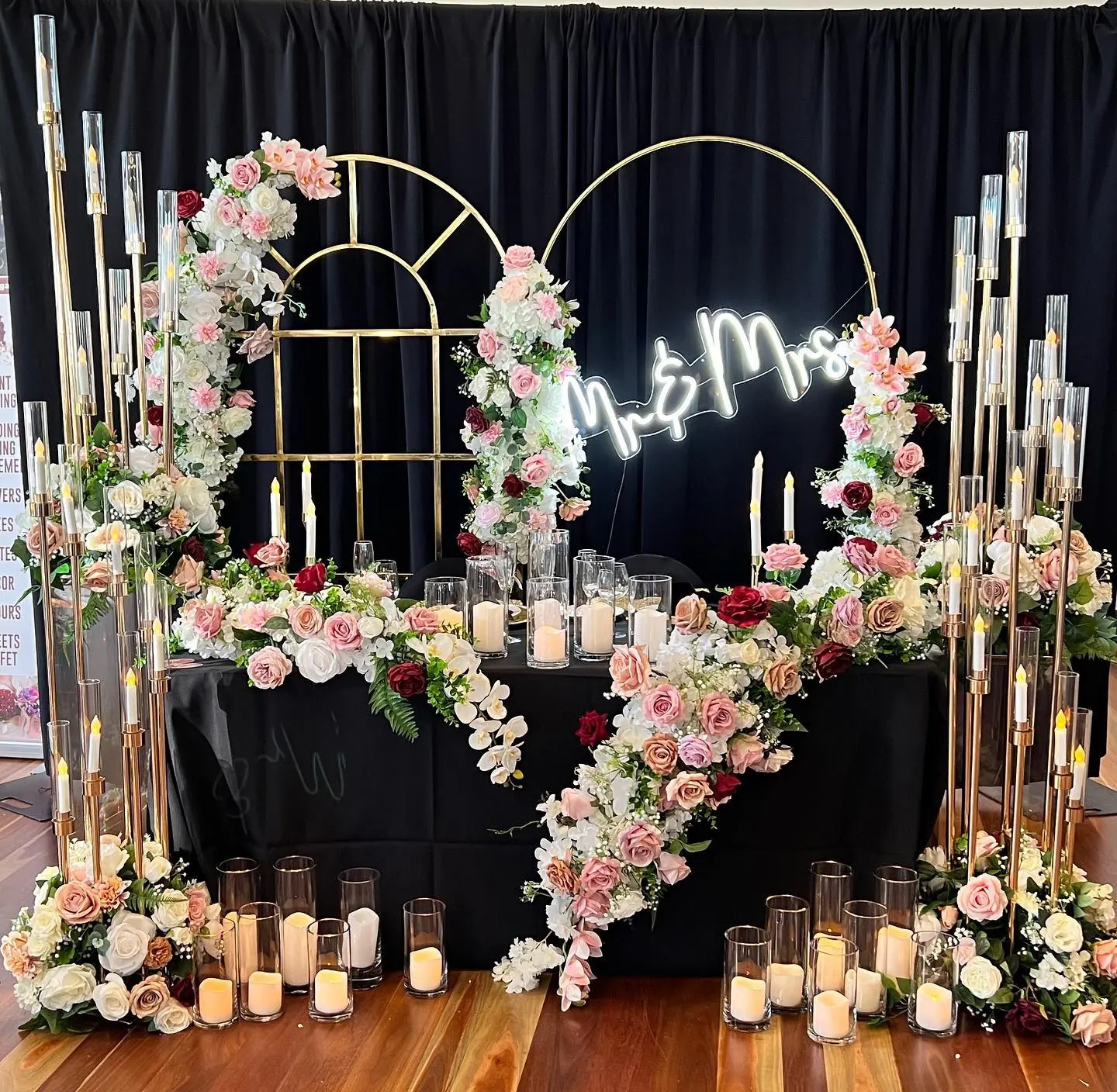Black And Pink Wedding for Bridal Table