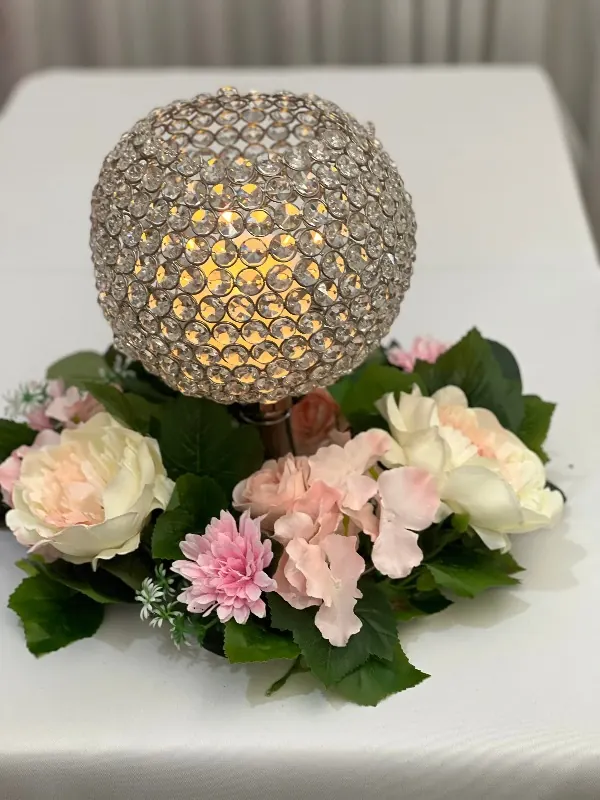 Silk Flower Ring With Candle for Crystal ball centrepiece