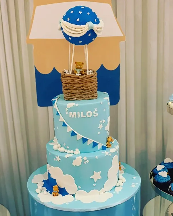 Hot Air Balloon Themed Cake for hot air balloon christening cake