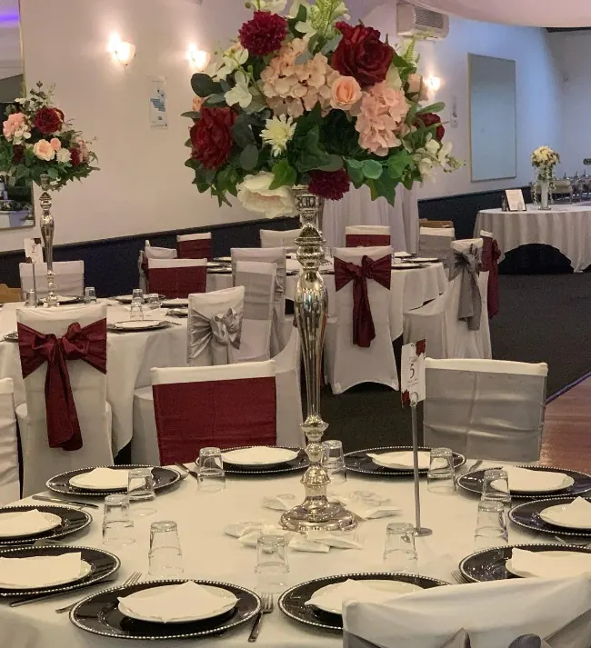 Tall Centrepieces for Pinks and burgundy