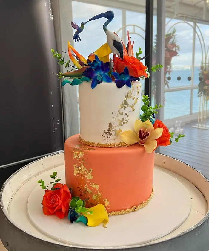 Custom Wedding Cake for Birds of paradise cake