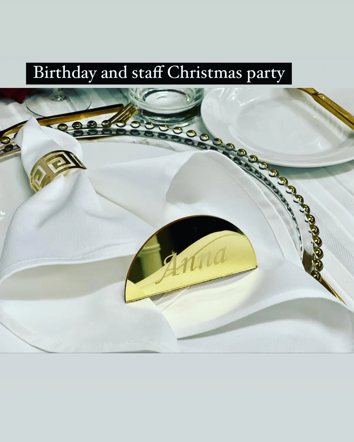 Gold Serviette Ring / White Napkin for gold serviette ring / white napkin