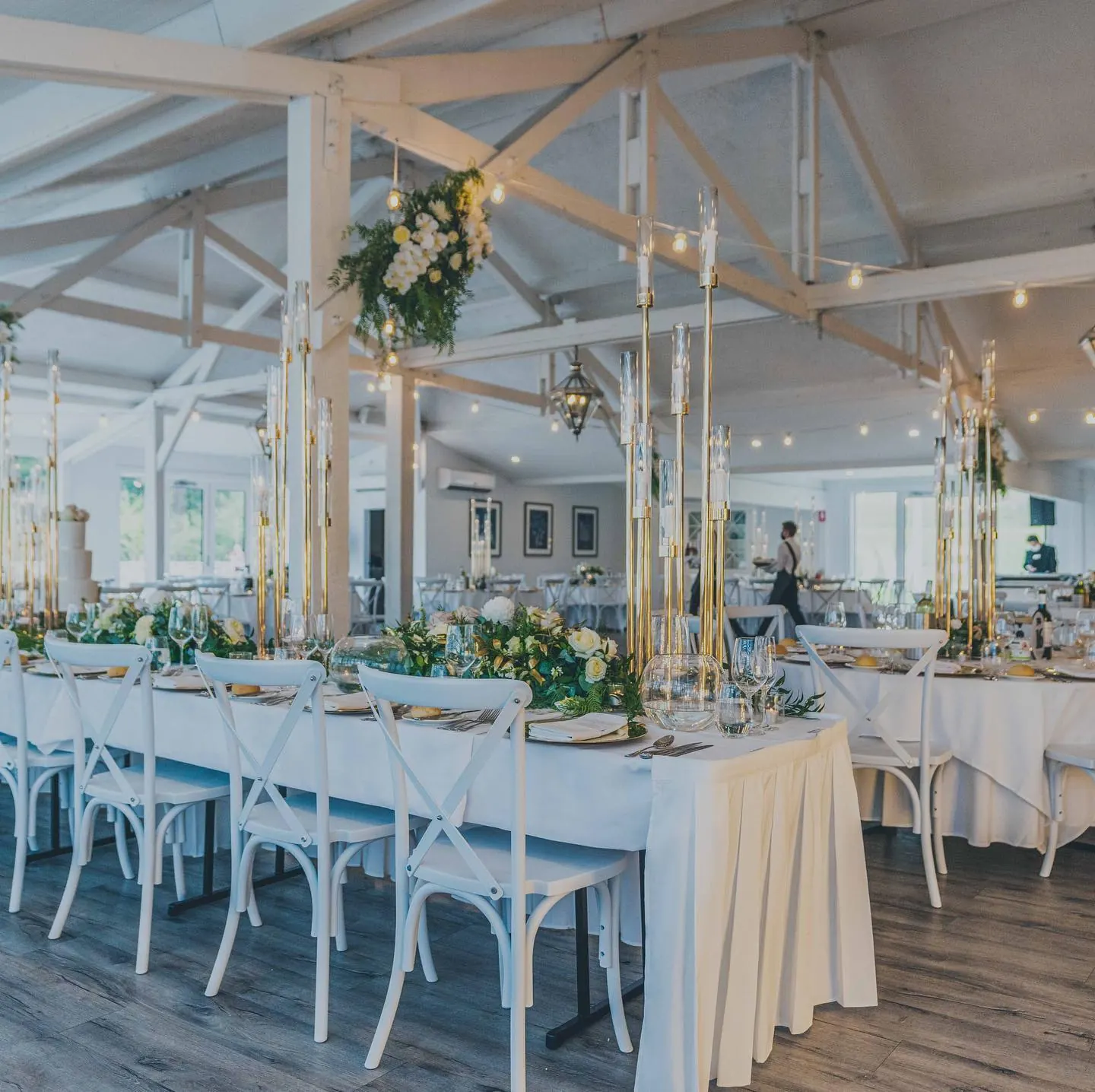 Gold And White Wedding for Gold candelabra centrepieces