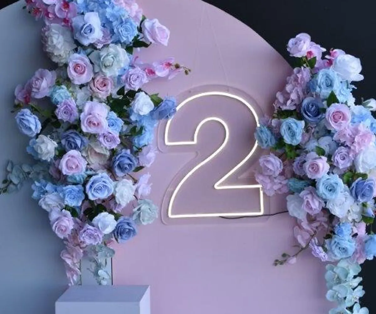 Pink and blue backdrop