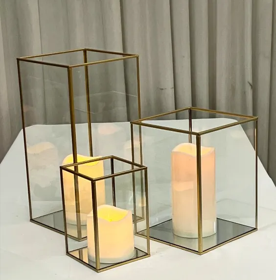 Square Metal Frame Glass Candle Holders for Square Metal Frame Glass Candle Holders