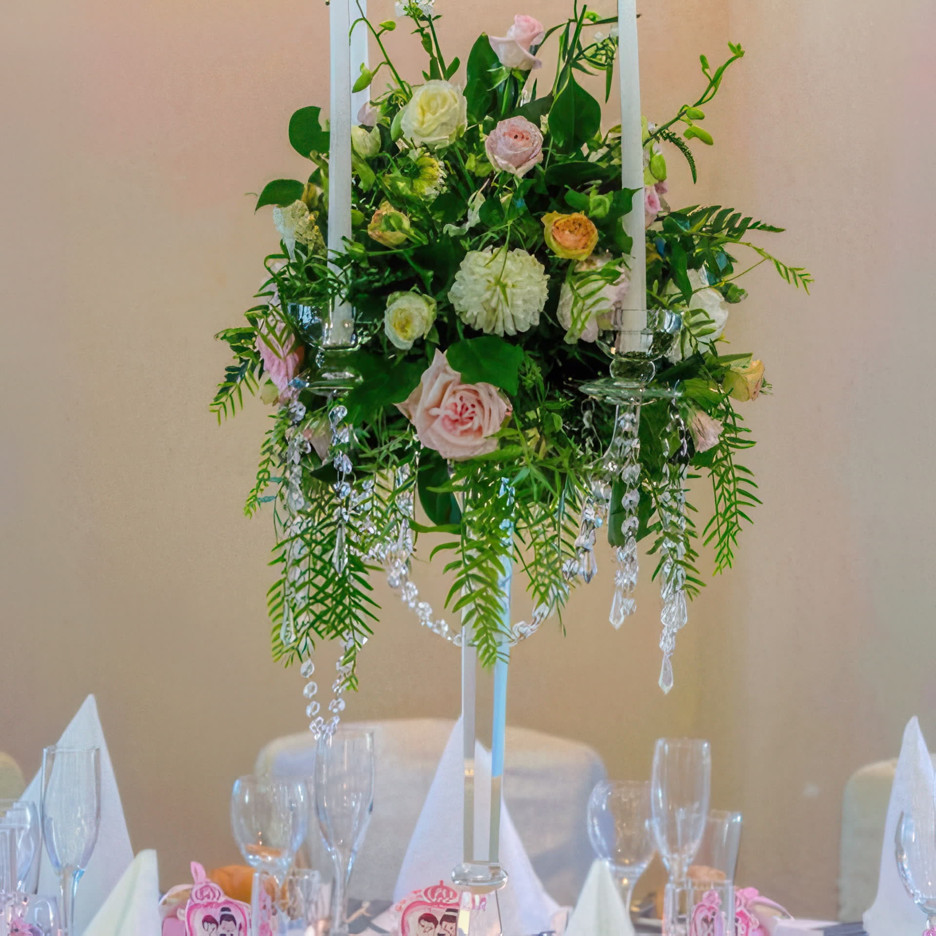 5 arm crystal candelabra