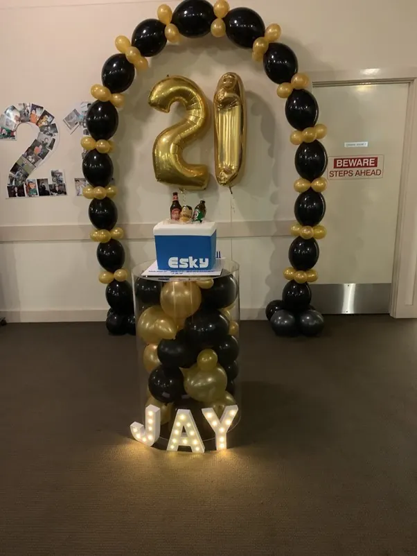 21st Balloon Arch for Black and gold 21st