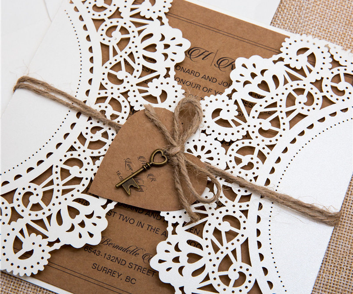 Laser cut rustic invite