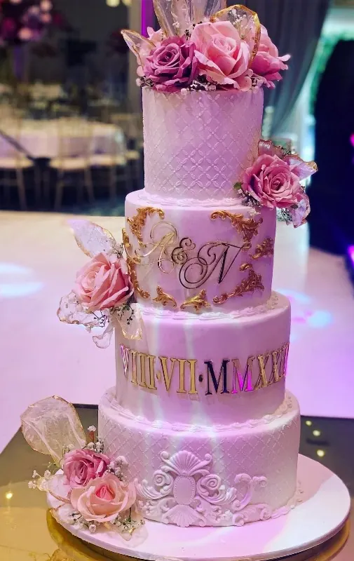 4 Tier Elegant Cake for Pink and gold wedding cake