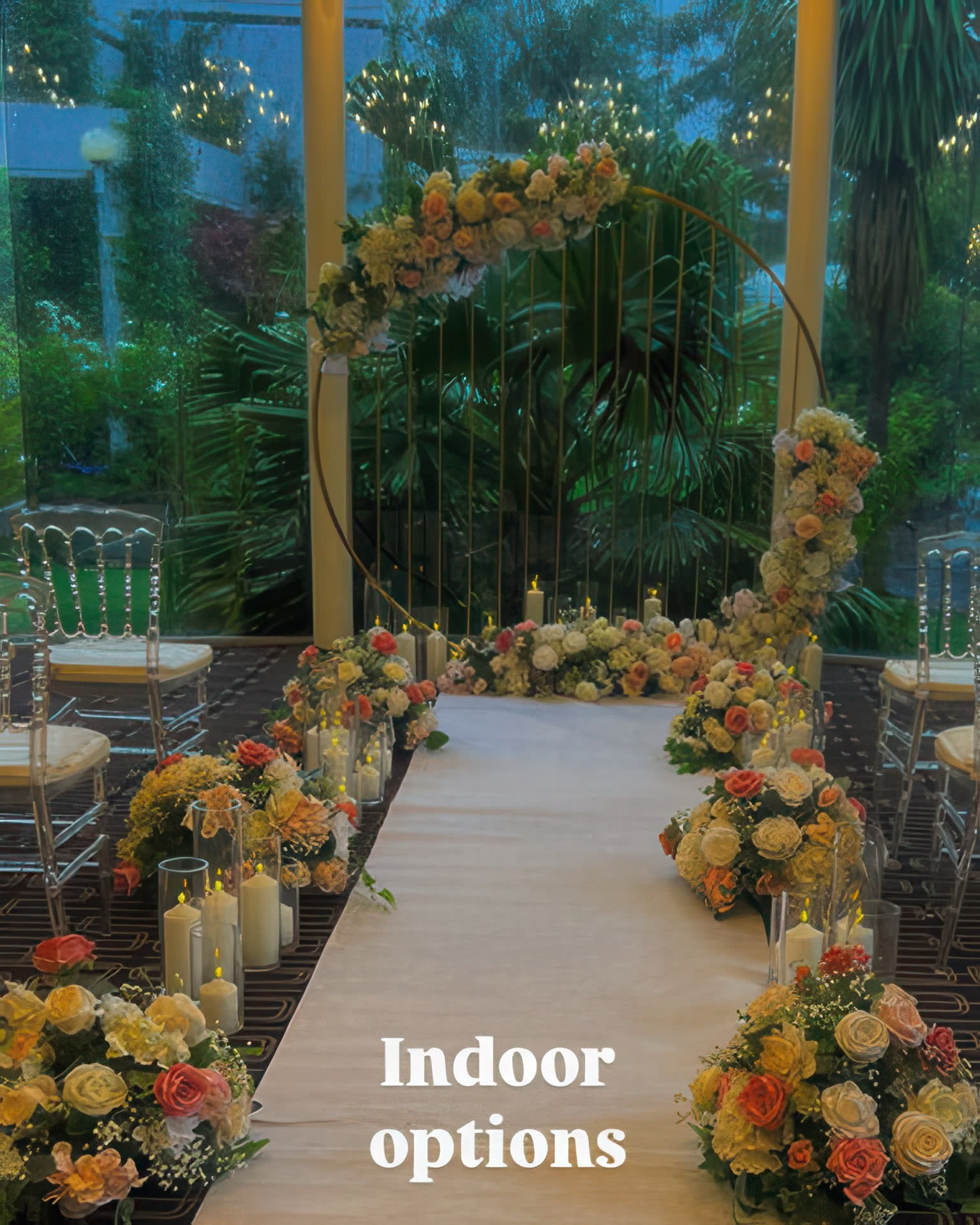 Candles and flowers aisle decor
