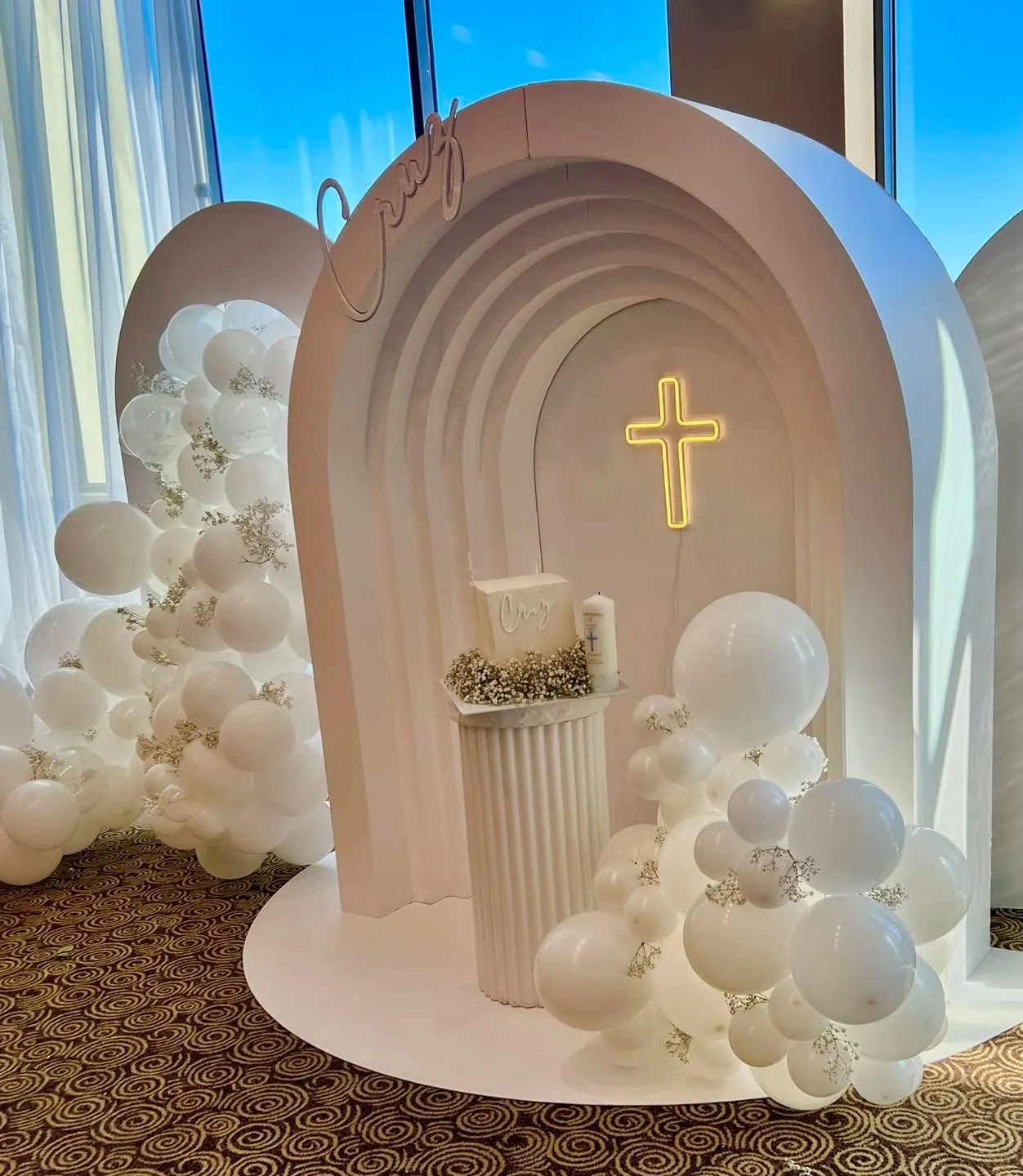 White Backdrop for Christening backdrop