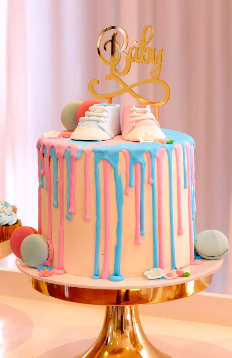 Pink And Blue Baby Shower Cake for Pink and blue drip cake