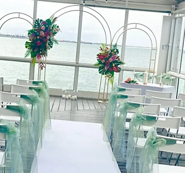 Tropical Aisle Decor for Wedding with a view