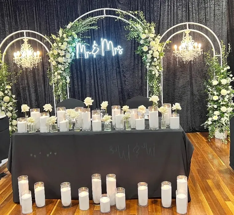 Lots Of Candles Wedding Decor for Black and white wedding