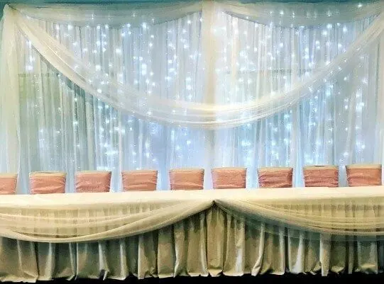 Fabric And Fairy Lights Backdrop for Fabric and lights draping