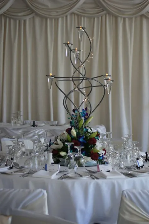 Candelabra for Spiral candelabra with tealight candles and flowers