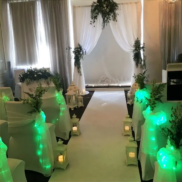 Indoor Ceremony for fairy lights wedding