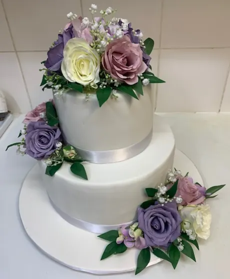 2 Tier Cake for pink and mauve cake