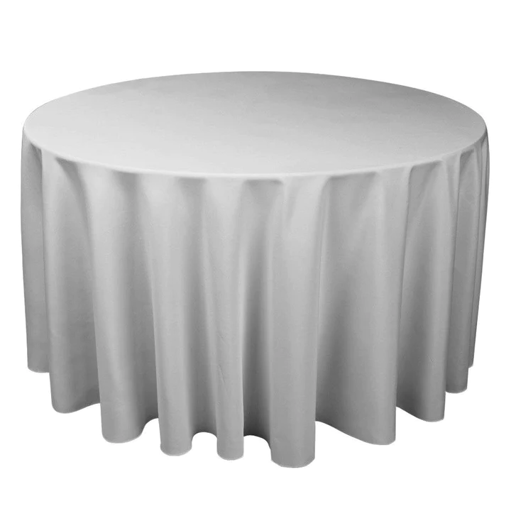 Grey Tablecloth for round_silver table cloth