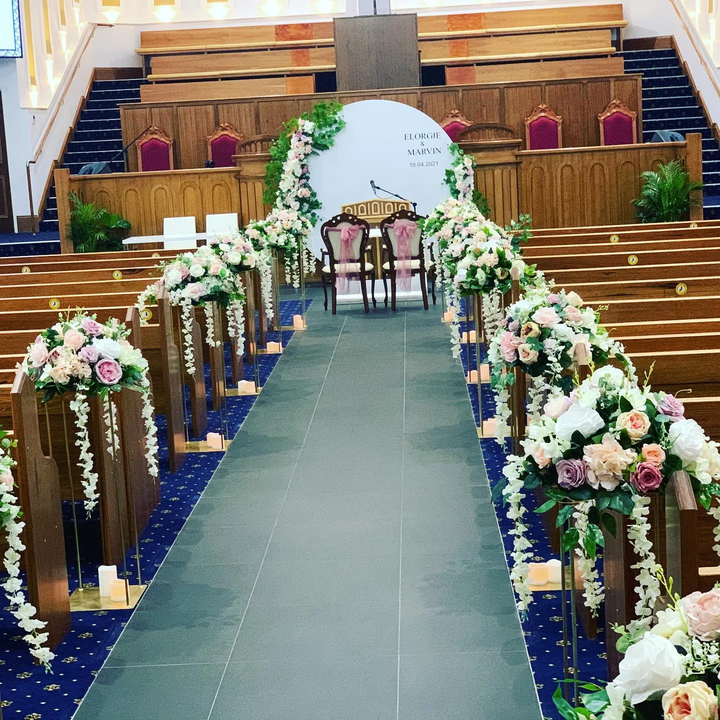 Church Decor for floral church aisle