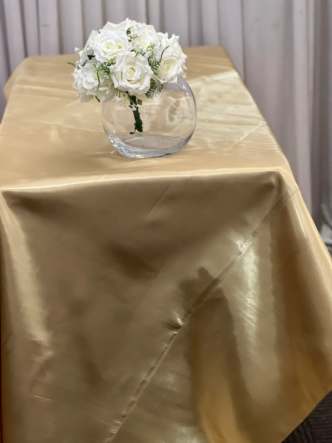 Gold Table Cloth Hire for Gold satin square cloth