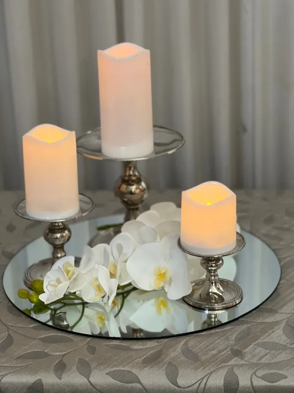 Silver Candle Holders for Simple centrepiece