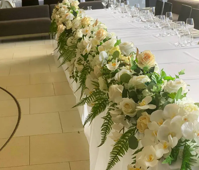 Bridal Table Decor With Silk Florals for Faux flower wedding table