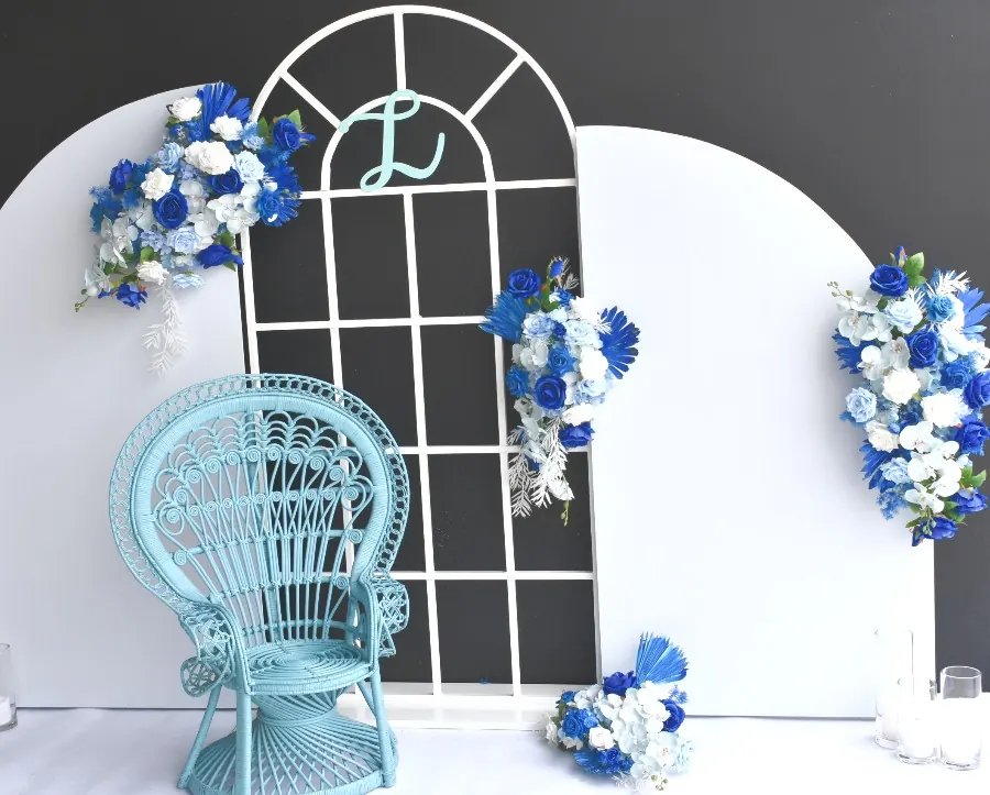 Blue And White Backdrop for blue flowers