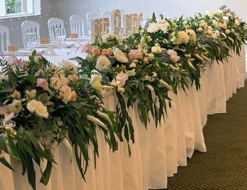 Bridal Table Runner Of Foliage And Few Flowers for Runner of foliage and few flowers
