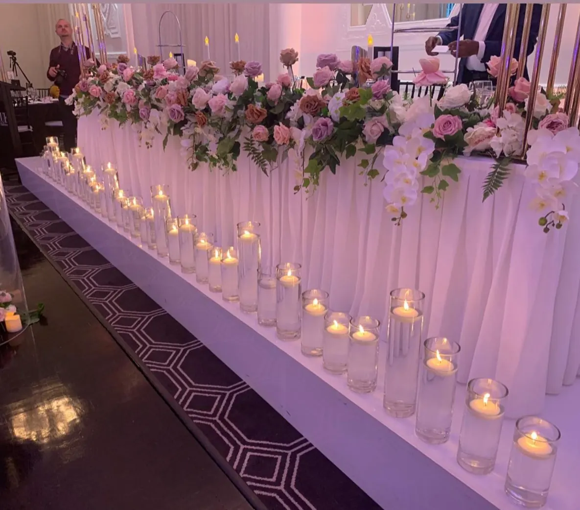 Silk Flower Bridal Table Runner for Silk florals and candles