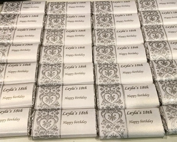 Chocolate Place Cards for Personalised chocolates