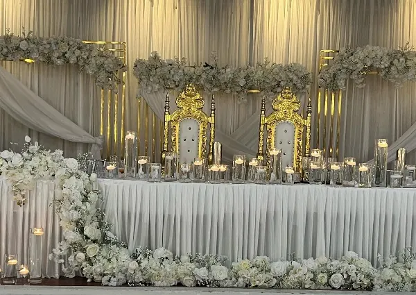 Flower Fountain And Candles for wedding stage decor