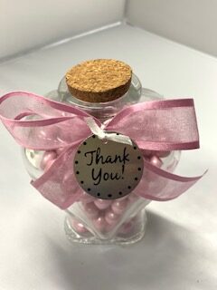 Glass Jar Bonbonniere $2.00each Empty for Heart shaped glass jar