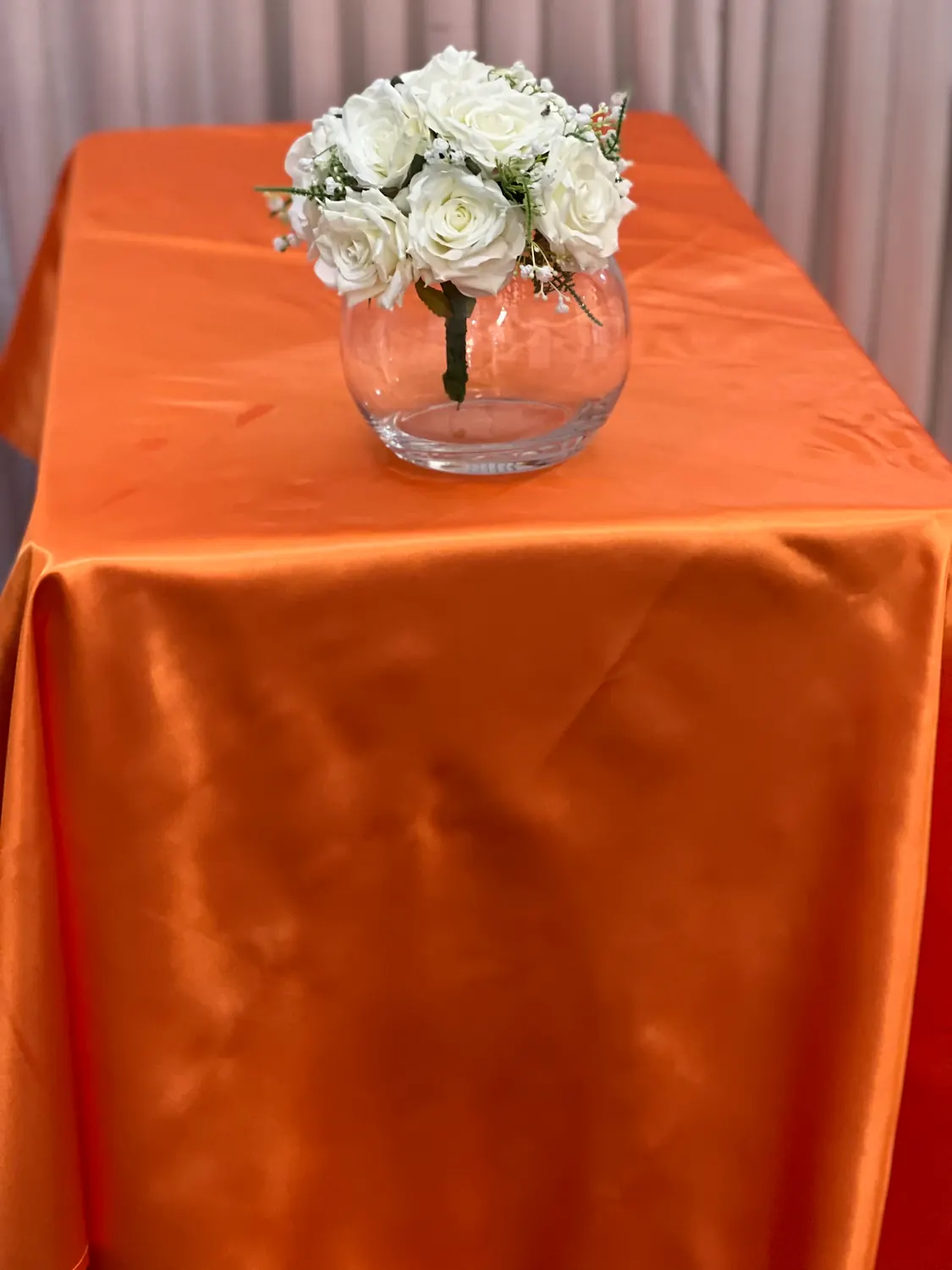 Orange Table Cloth Hire for Orange satin square cloth