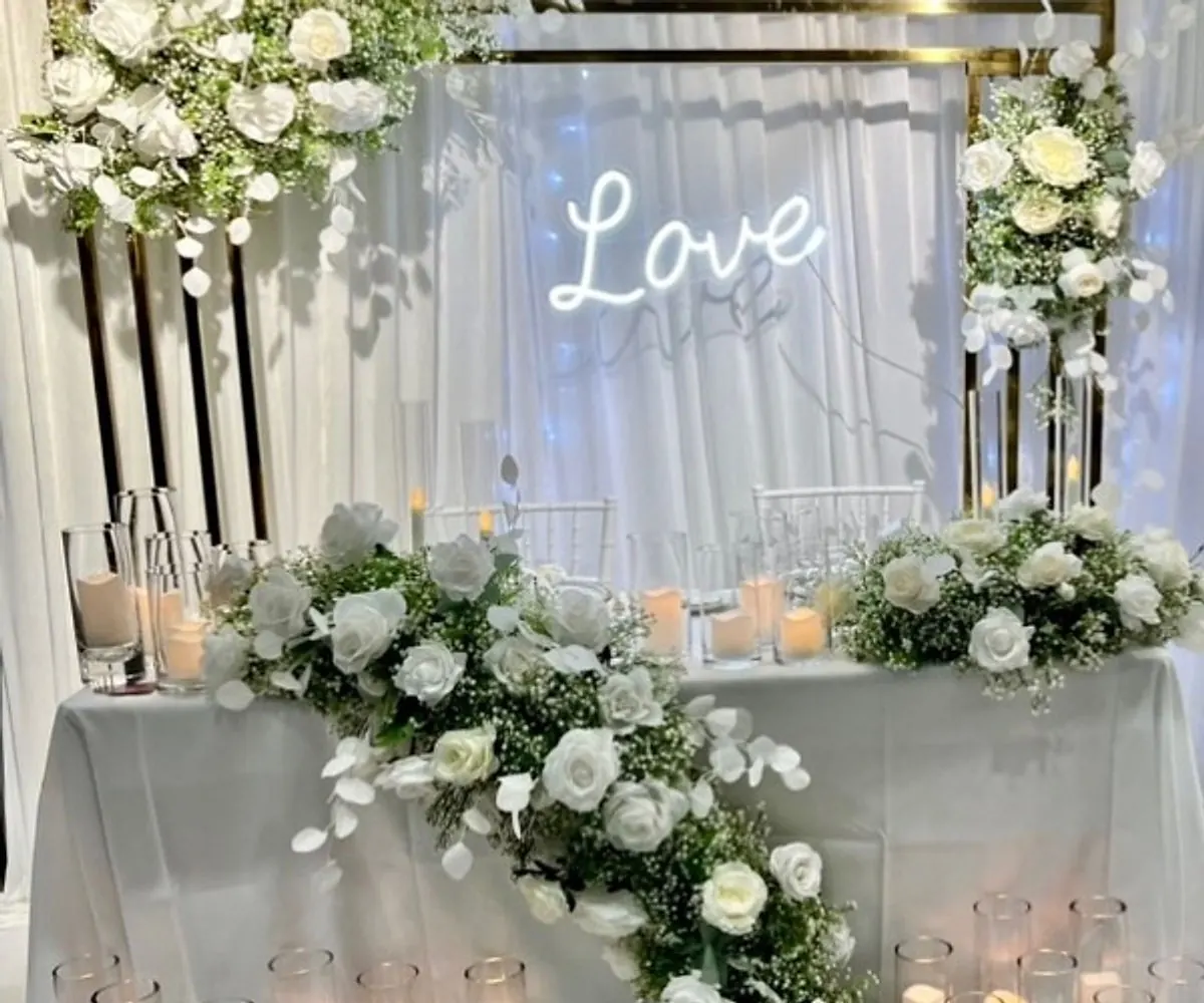 gold and white arch backdrop